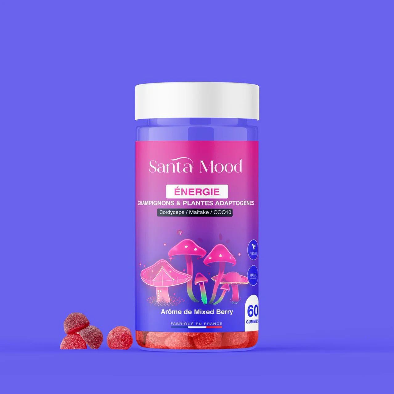 Gummies Énergie Naturels - Santa Mood® | Cordyceps, Maitake, CoQ10 & Vitamines B