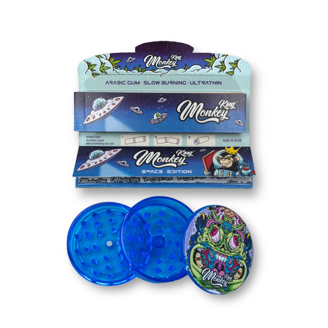 Feuille à rouler King Size 32 feuilles + 32 filtres + 1 grinder - Edition Space - Monkey King