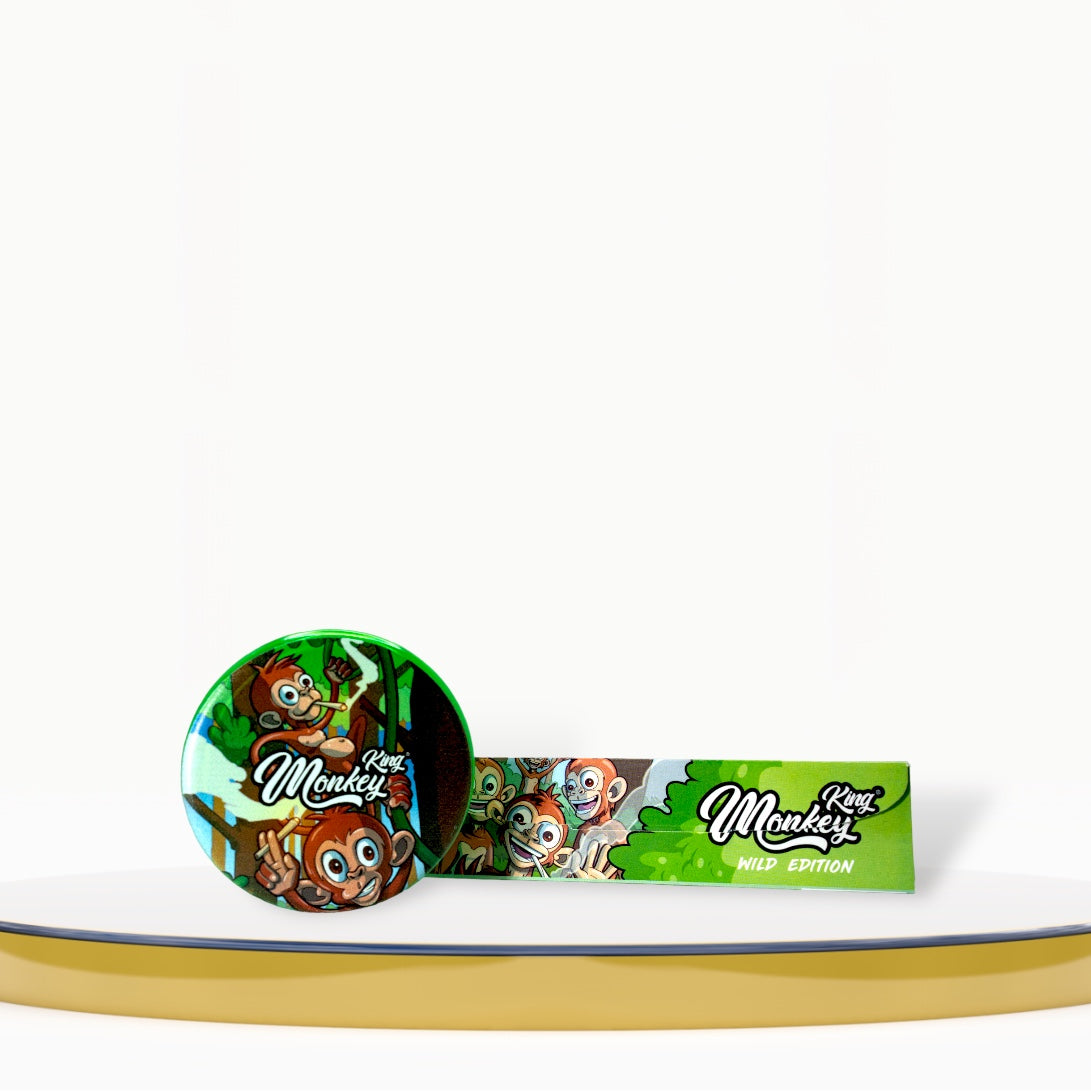 Feuille à rouler King Size 32 feuilles + 32 filtres + 1 grinder - Edition Wild - Monkey King