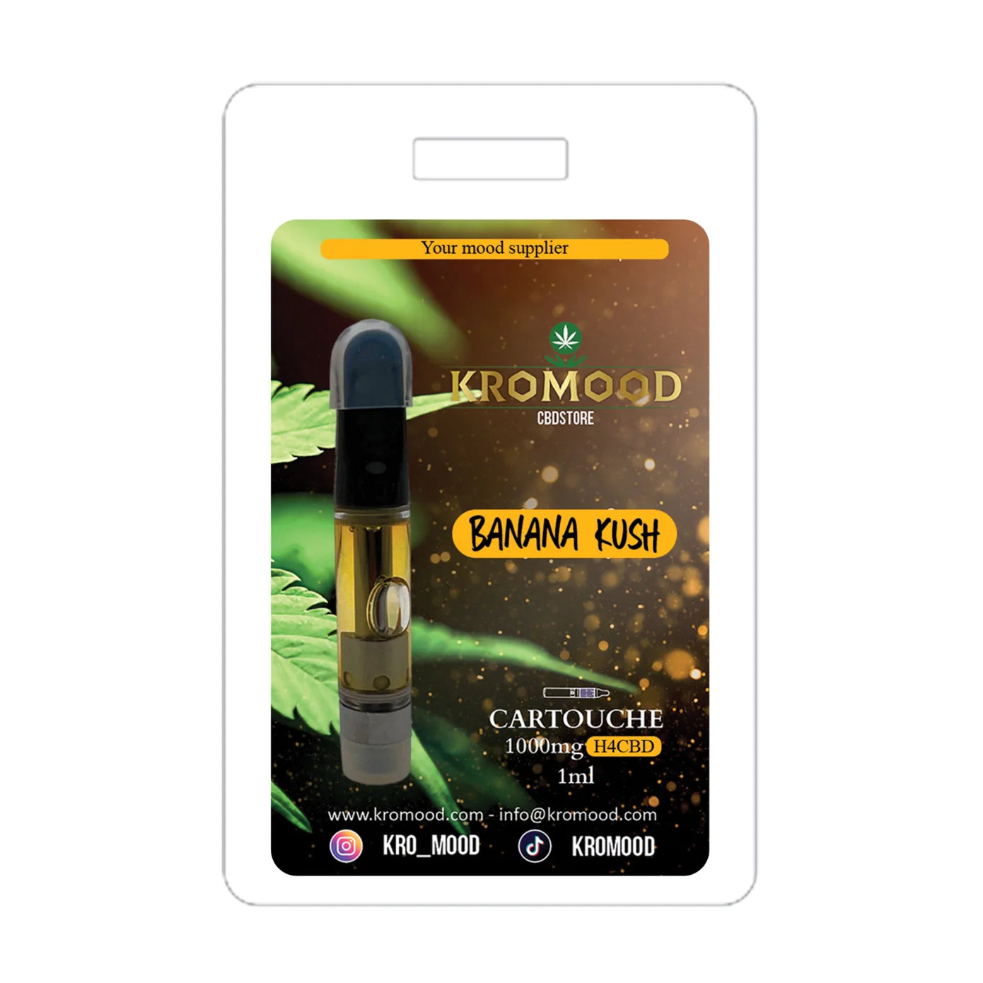KroMood Cartouche (Dab Pen) de H4CBD - Banana Kush  - 1ML - 600 bouffées