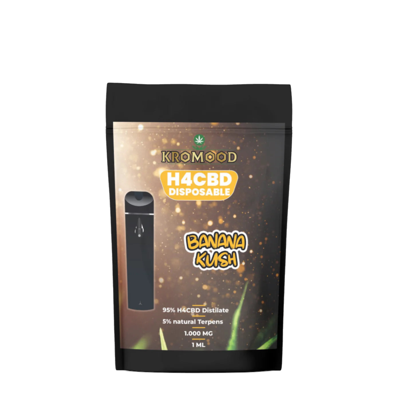 KroMood Puff Jetable - Banana Kush - 95% H4CBD/1000MG - 1ML - 600 bouffées