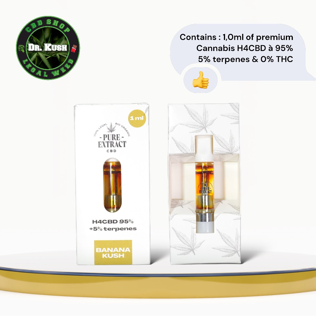 Pure Extract CBD Cartridge (Dab Pen) by H4CBD - Banana Kush - 95% H4CBD - 1ML - 600 puffs