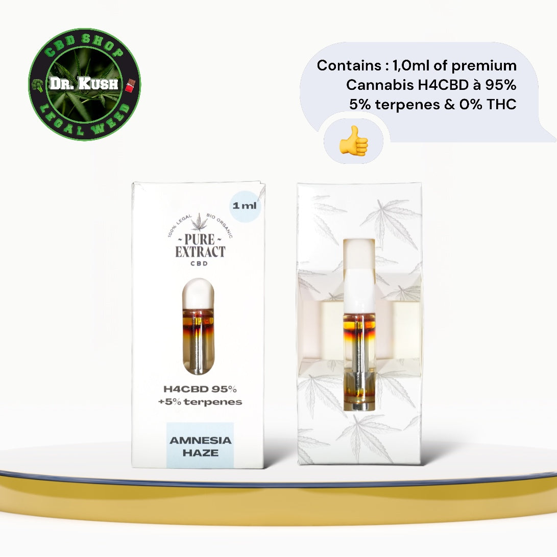 Pure Extract CBD Cartridge (Dab Pen) by H4CBD - Amnesia - 95% H4CBD - 1ML - 600 puffs