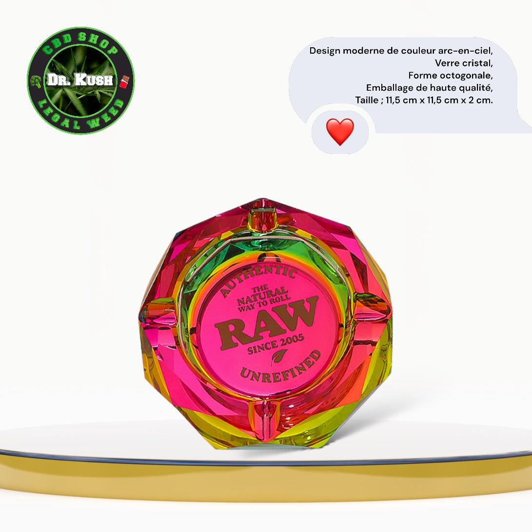 Rainbow Glass Ashtray- RAW