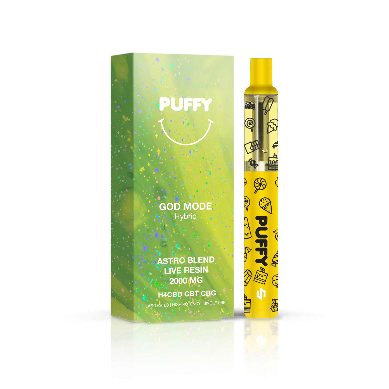 Wegwerp Puffy Puff - God Mode (Astro Blends) - Hybride - H4CBD/CBT/CBG/2000MG - 800 soesjes