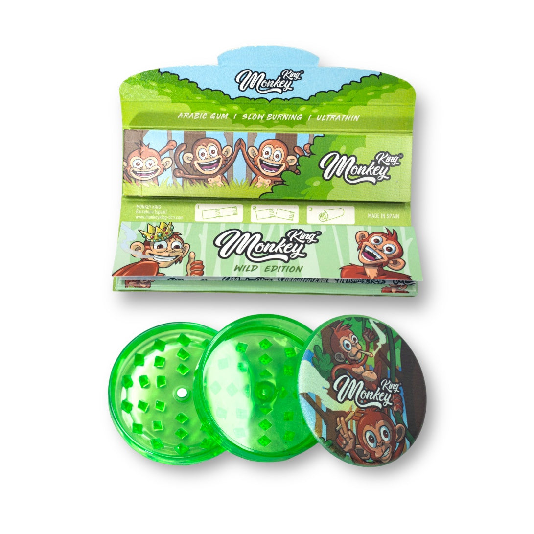 Feuille à rouler King Size 32 feuilles + 32 filtres + 1 grinder - Edition Wild - Monkey King