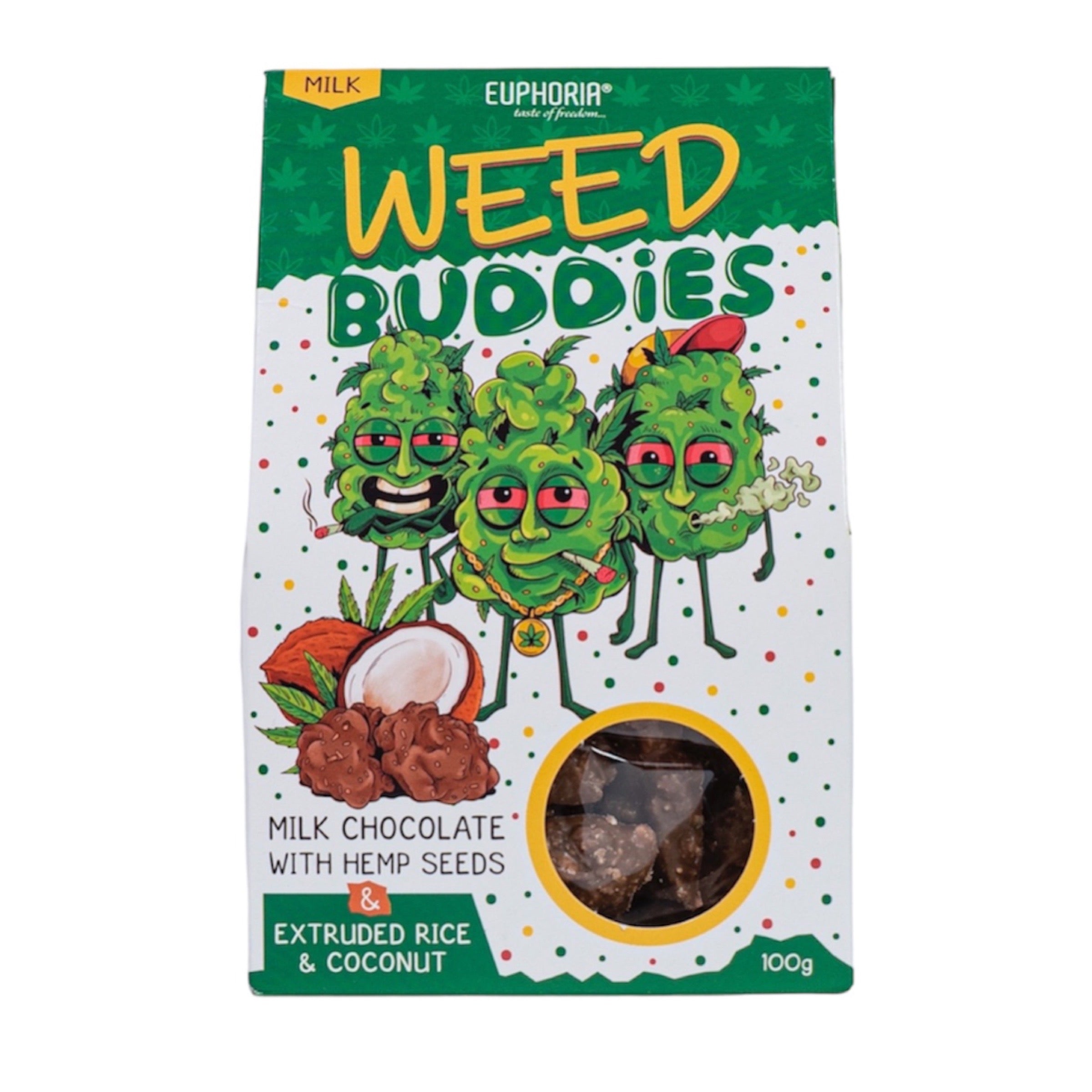 Euphoria - Weed Buddies - Milk chocolate & coconut - 100gr