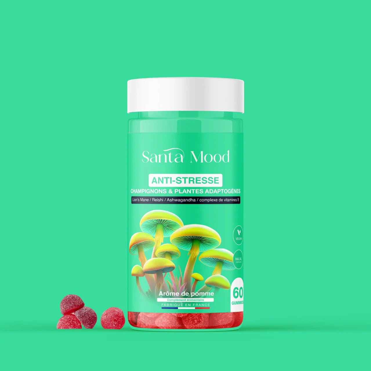 Gummies Anti-Stress Naturels - Santa Mood® | Lion’s Mane, Reishi, Ashwagandha & Vitamines B