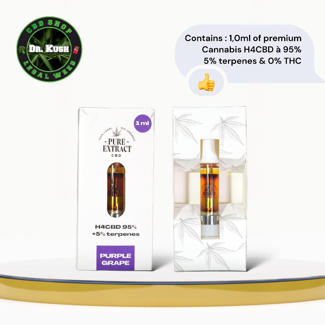 Pure Extract CBD Cartridge (Dab Pen) by H4CBD - Purple Grape - 95% H4CBD - 1ML - 600 puffs