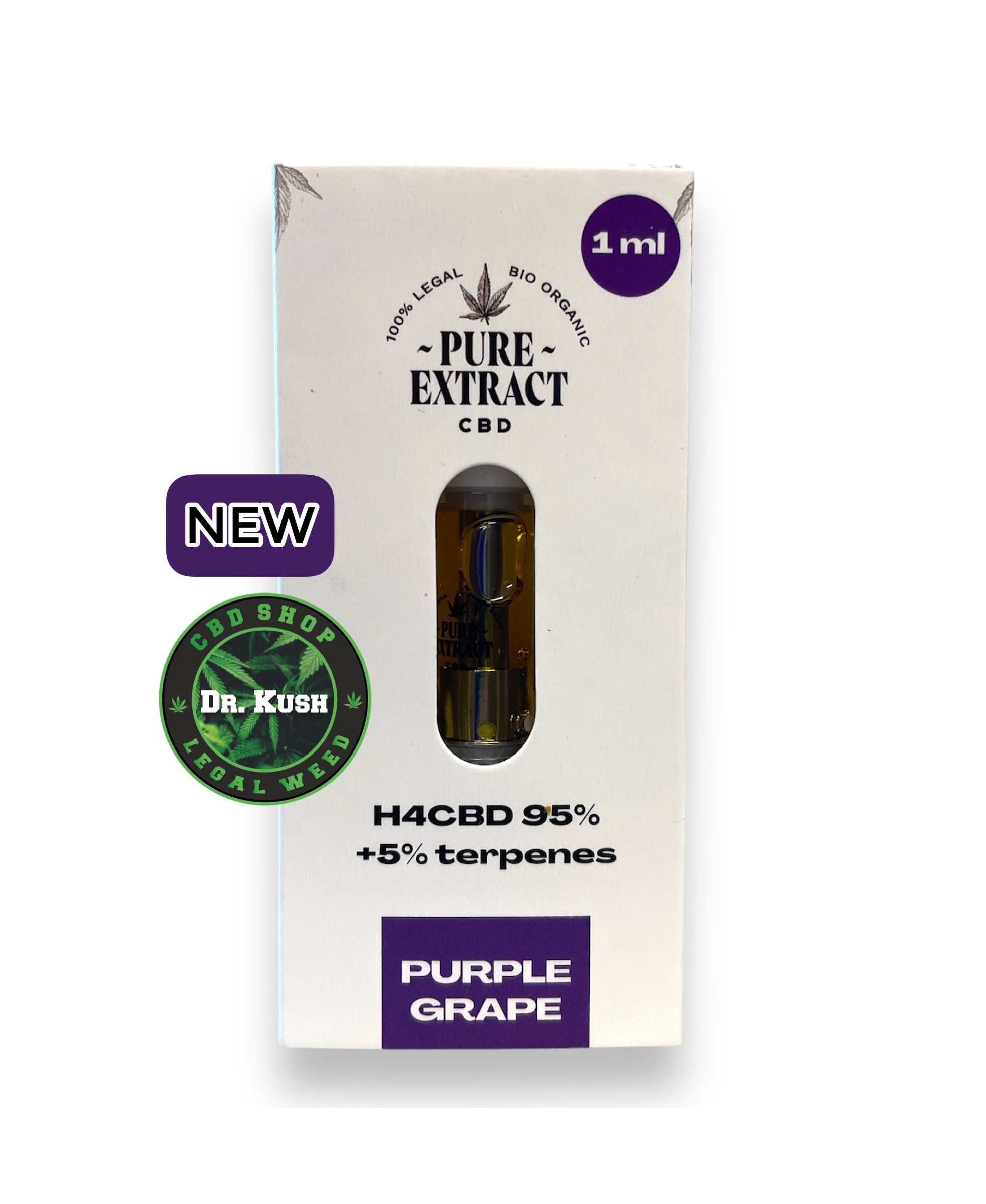 Pure Extract CBD Cartridge (Dab Pen) by H4CBD - Purple Grape - 95% H4CBD - 1ML - 600 puffs