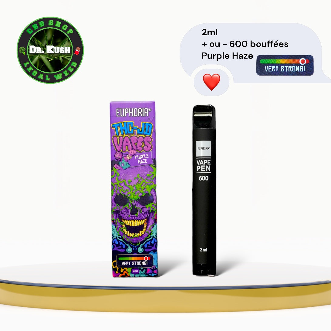 Euphoria Puff THC-JD Jetable - Purple Haze - 2ML - 600 bouffées