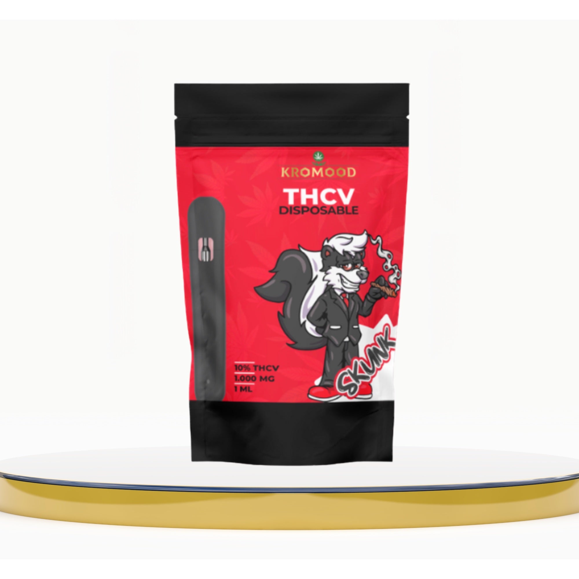 KroMood THCV Disposable Puff - Skunk: The Art of Sublimated Vaping, 10% THCV/1ML, 600 Puffs, CCELL Puff Technology 