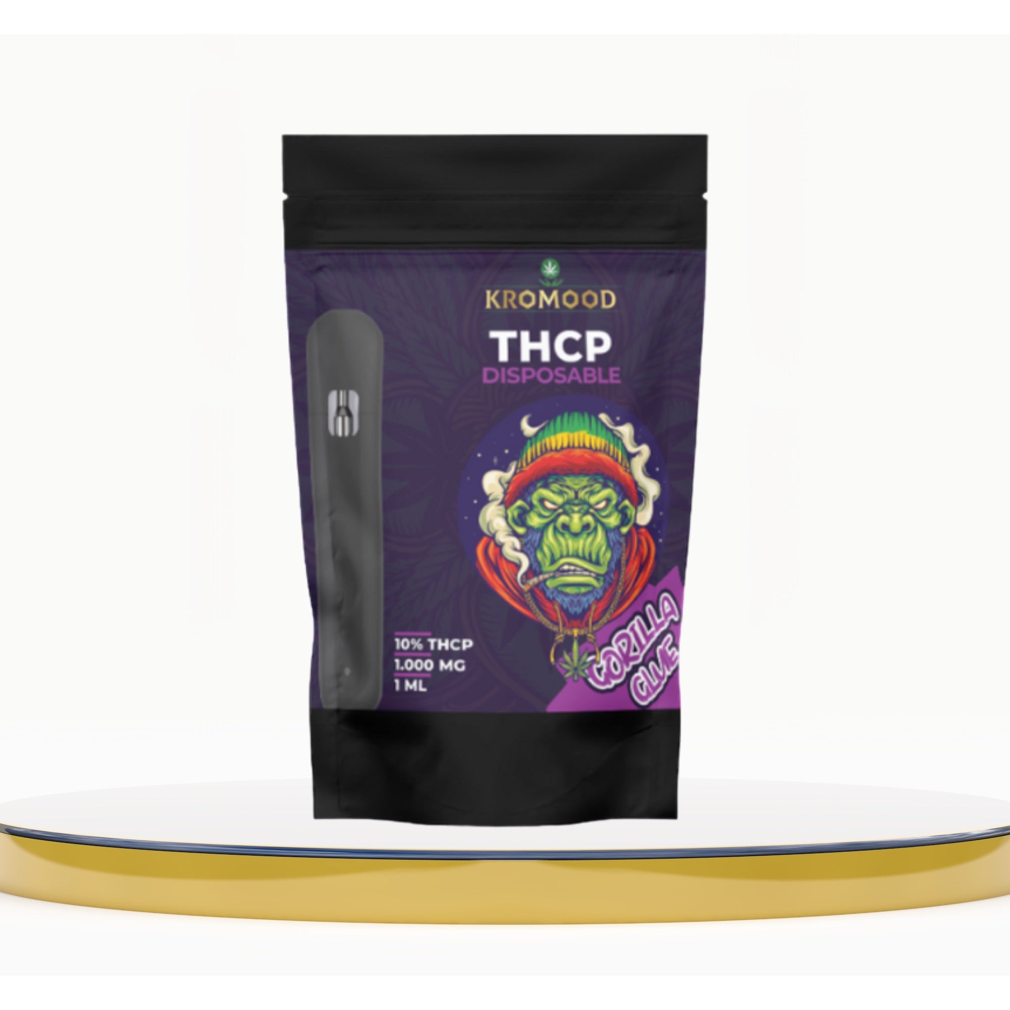 KroMood THCP Disposable Puff - Gorilla Glue: The Peak of Vaping, 10% THCP/1ML, 600 Puffs, CCELL Puff Technology 