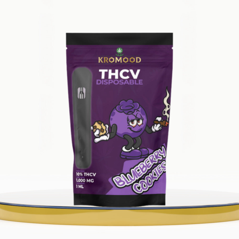 KroMood Disposable Puff THCV - BlueBerry Cookies: A taste adventure with every puff, 10% THCV/1ML, 600 Puffs, CCELL Puff Technology 