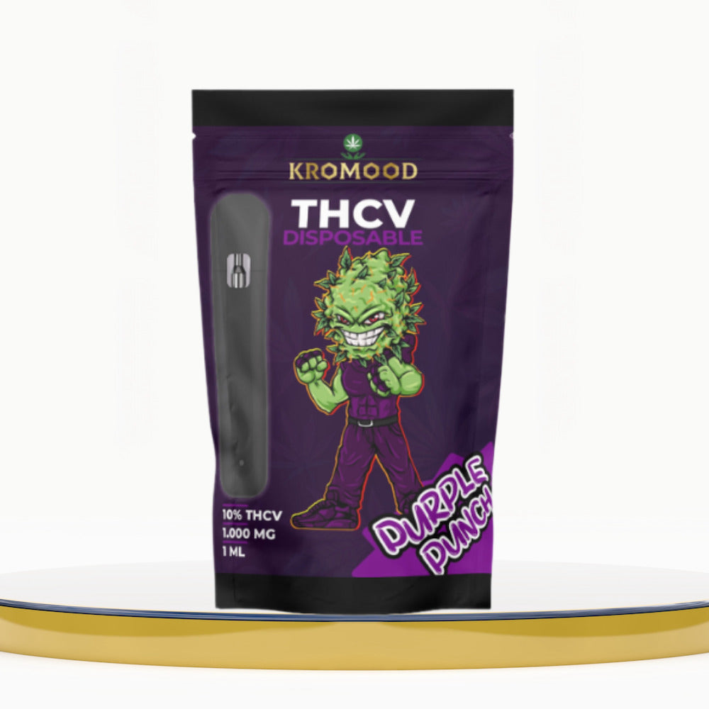KroMood THCV Wegwerp Puff - Purple Punch: het ultieme avontuur in elke trekje, 10% THCV/1ML, 600 Puffs, CCELL Puff Technology 