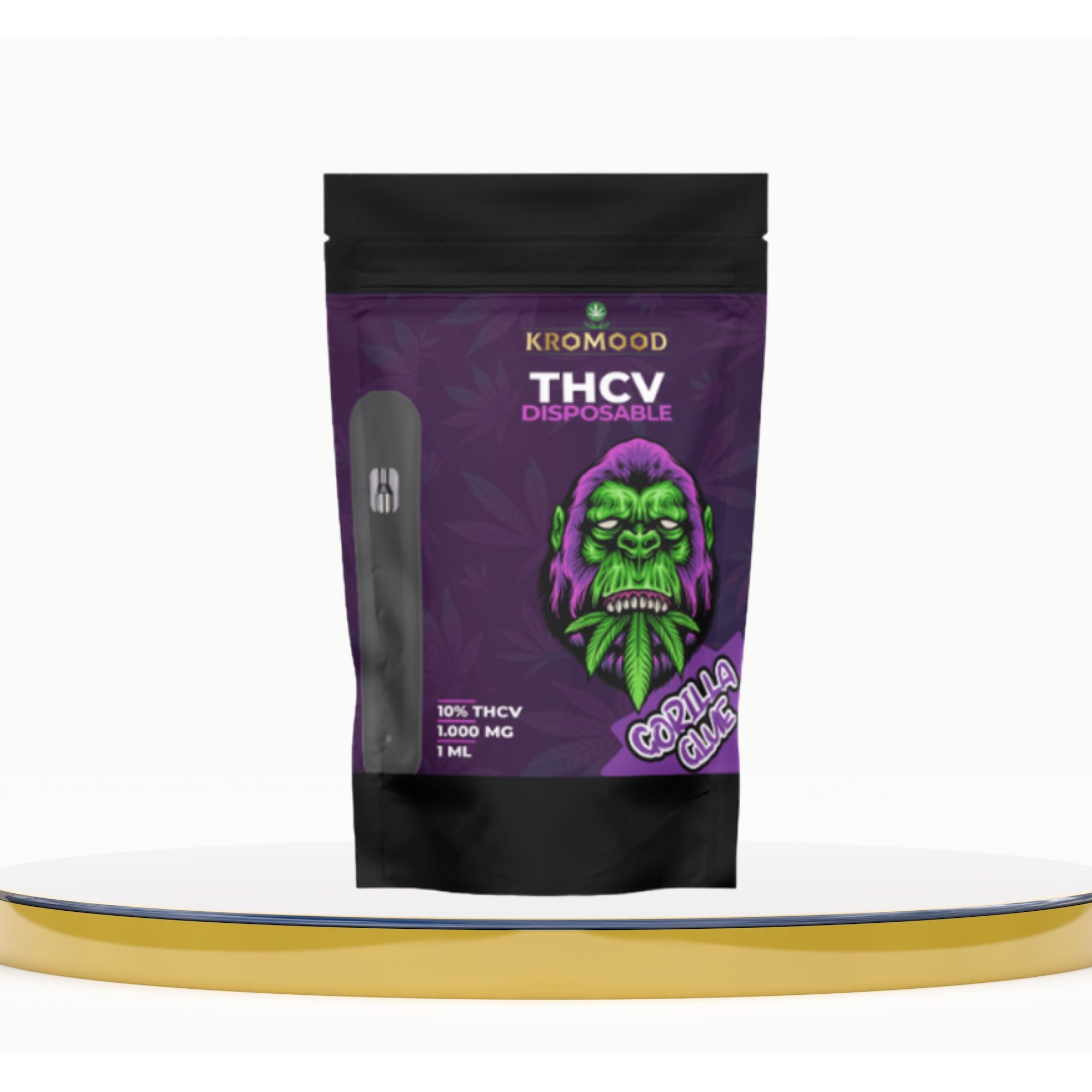 KroMood THCV Disposable Puff - Gorilla Glue: The Art of Sublimated Vaping, 10% THCV/1ML, 600 Puffs, CCELL Puff Technology 