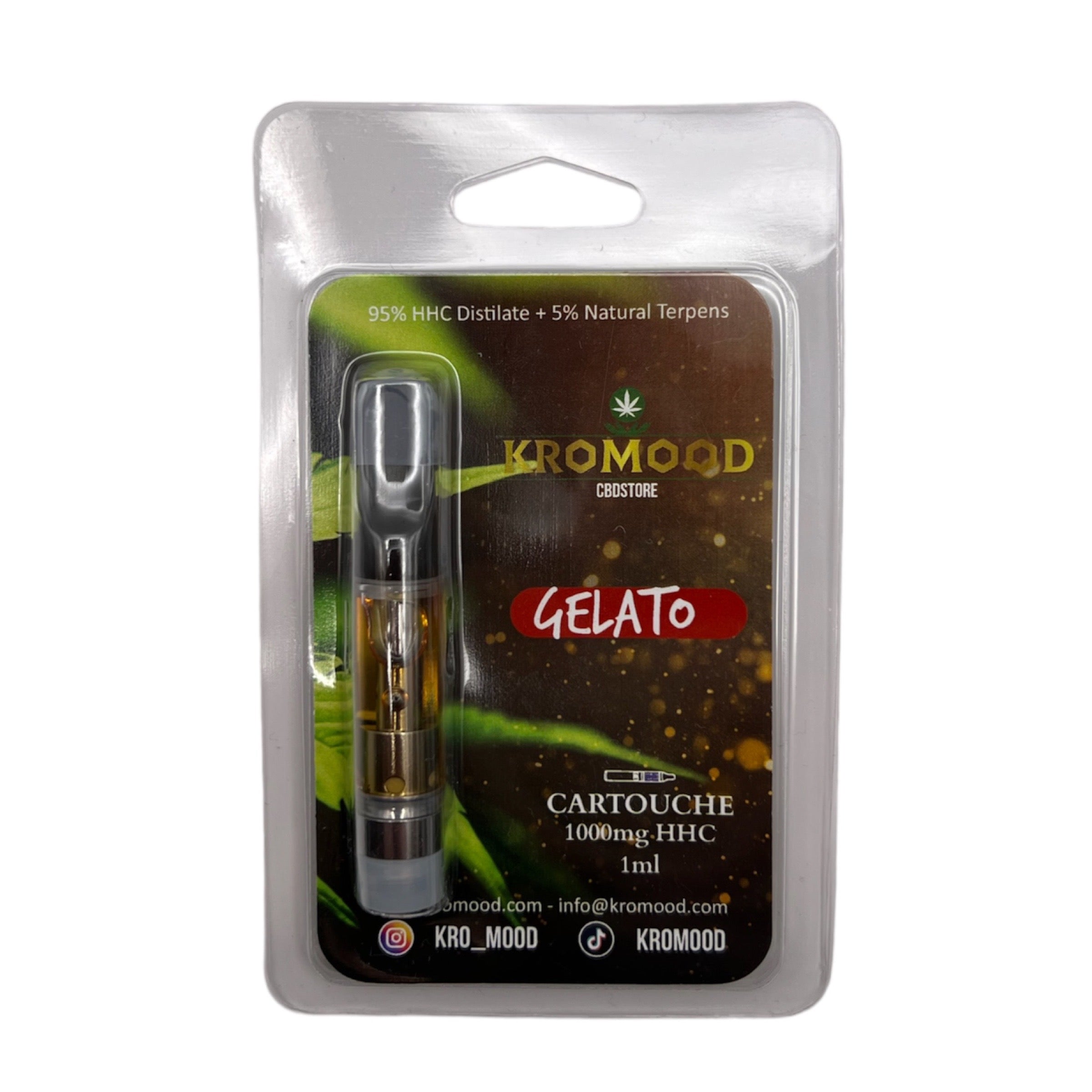 KroMood Cartouche (Dab Pen) de HHC - Gelato - 95% HHC/1000MG - 600 bouffées