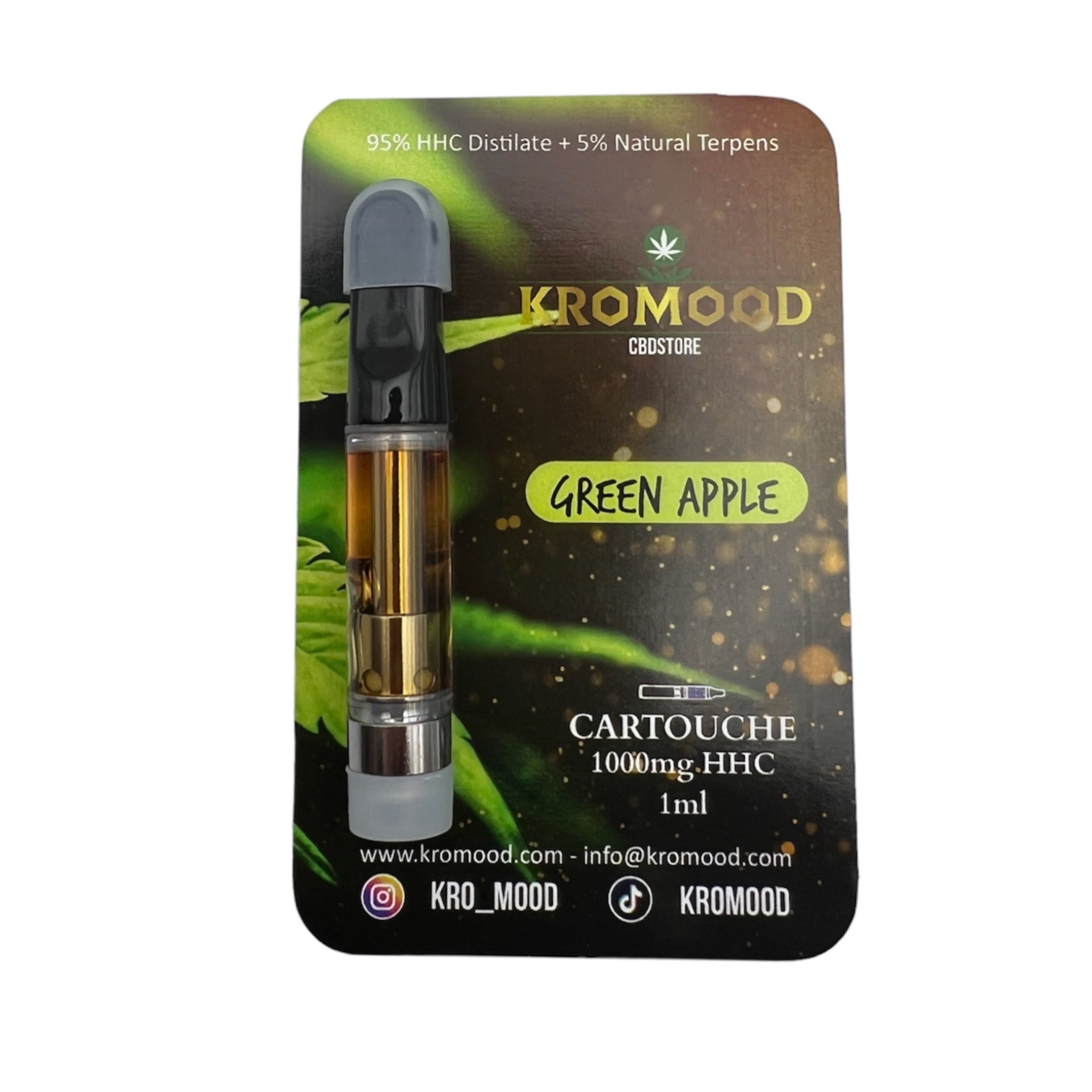 KroMood Cartridge (Dab Pen) of HHC - Green Apple - 95% HHC/1000MG - 600 puffs